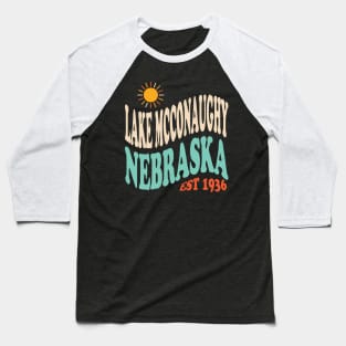 Lake McConaughy Nebraska Retro Typography Baseball T-Shirt